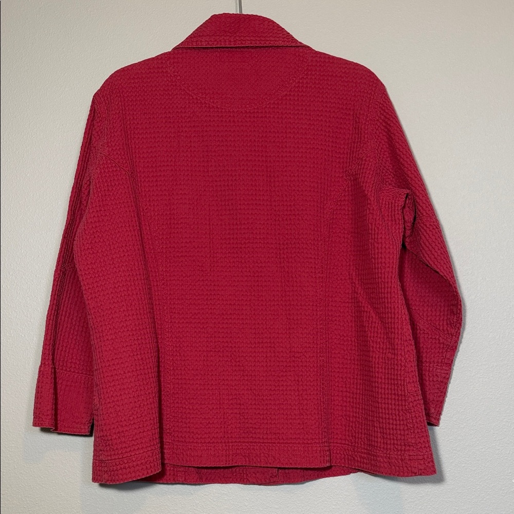 Columbia Y2K Utility Jacket, Vintage Red Waffle Textured, 100% cotton, size 1X - Picture 6 of 7
